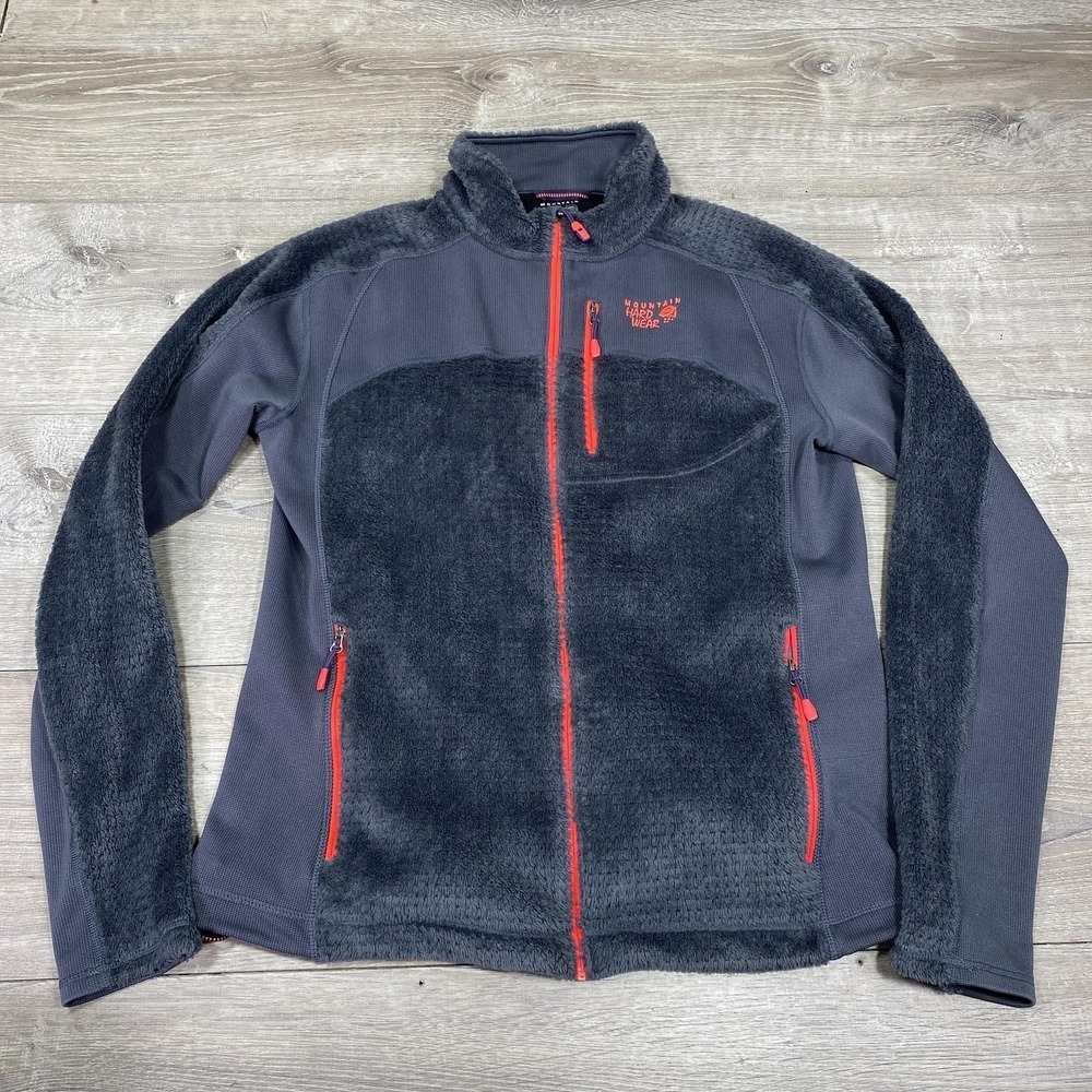 Mountain Hardwear Jacket Womens XL Gray Polartec Thermal Fleece Deep Pile Hiking